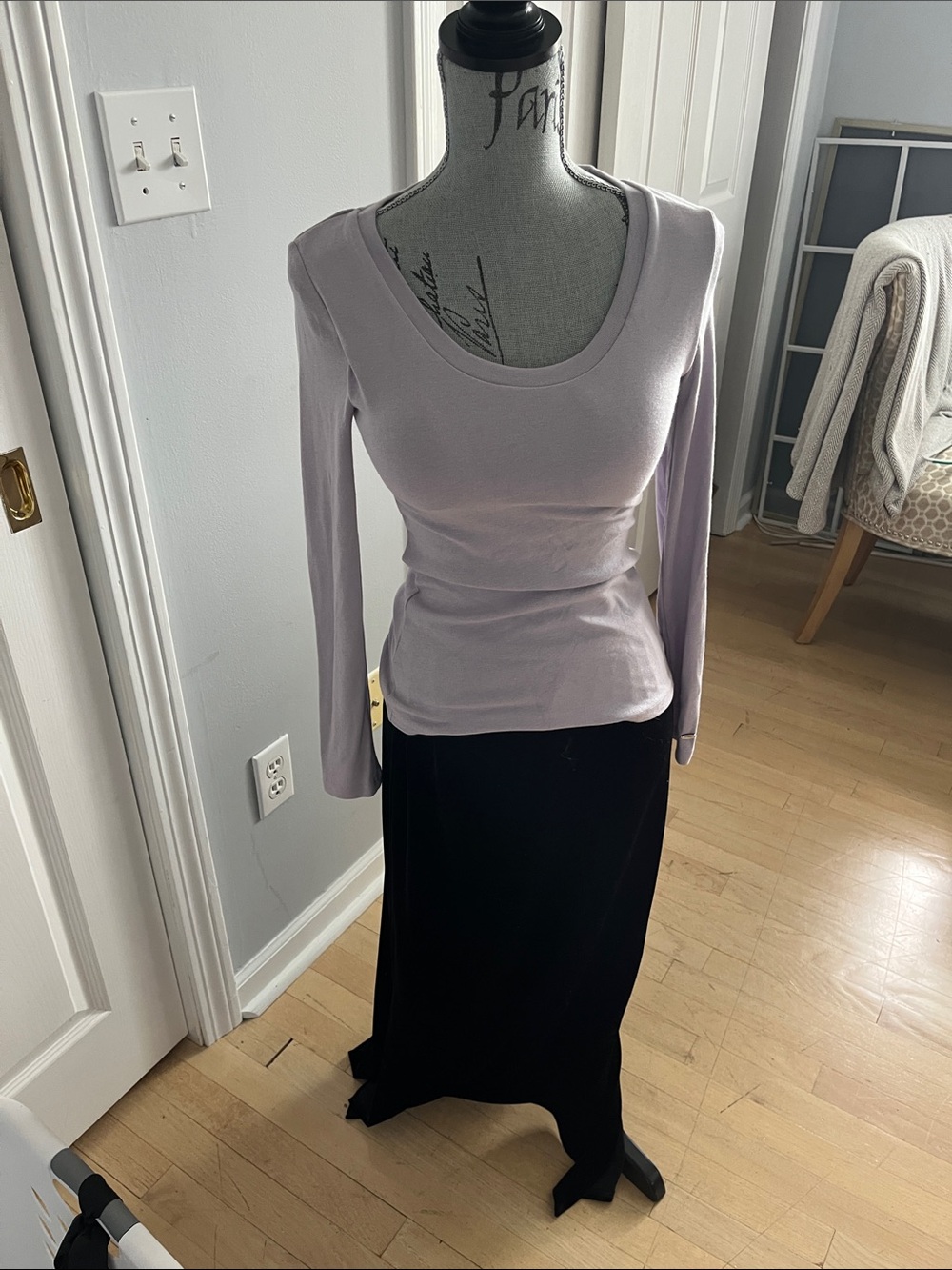 OGL Scoop Neck Long Sleeve Top in Light Lavender
